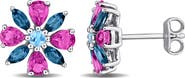 Julianna B. Rhodolite & Topaz Flower Stud Earrings