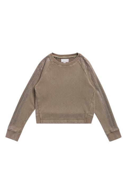 Kids' Rhinestone Stripe Cropped Sweatshirt