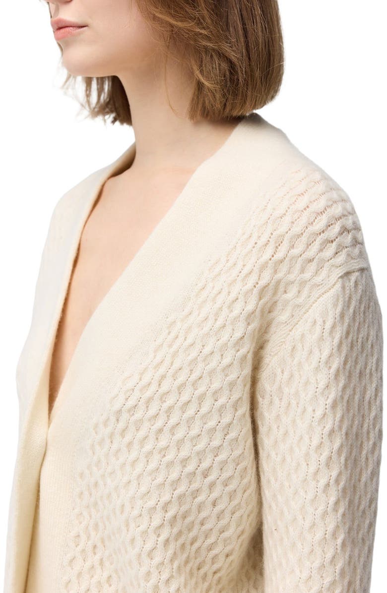 GOBI Mongolian Cashmere Textured One Button-Front Cashmere Cardigan, Alternate, color, Off White