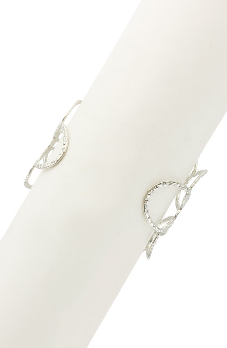 OLIVIA WELLES Detailed Oval Cutout Cuff Bracelet, Alternate, color, Silver