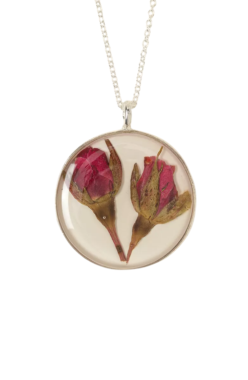 Uncommon Goods Birth Flower Necklace In Metallic