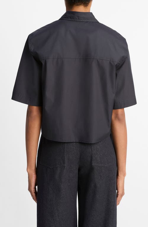Vince Oversize Crop Cotton Shirt In Black