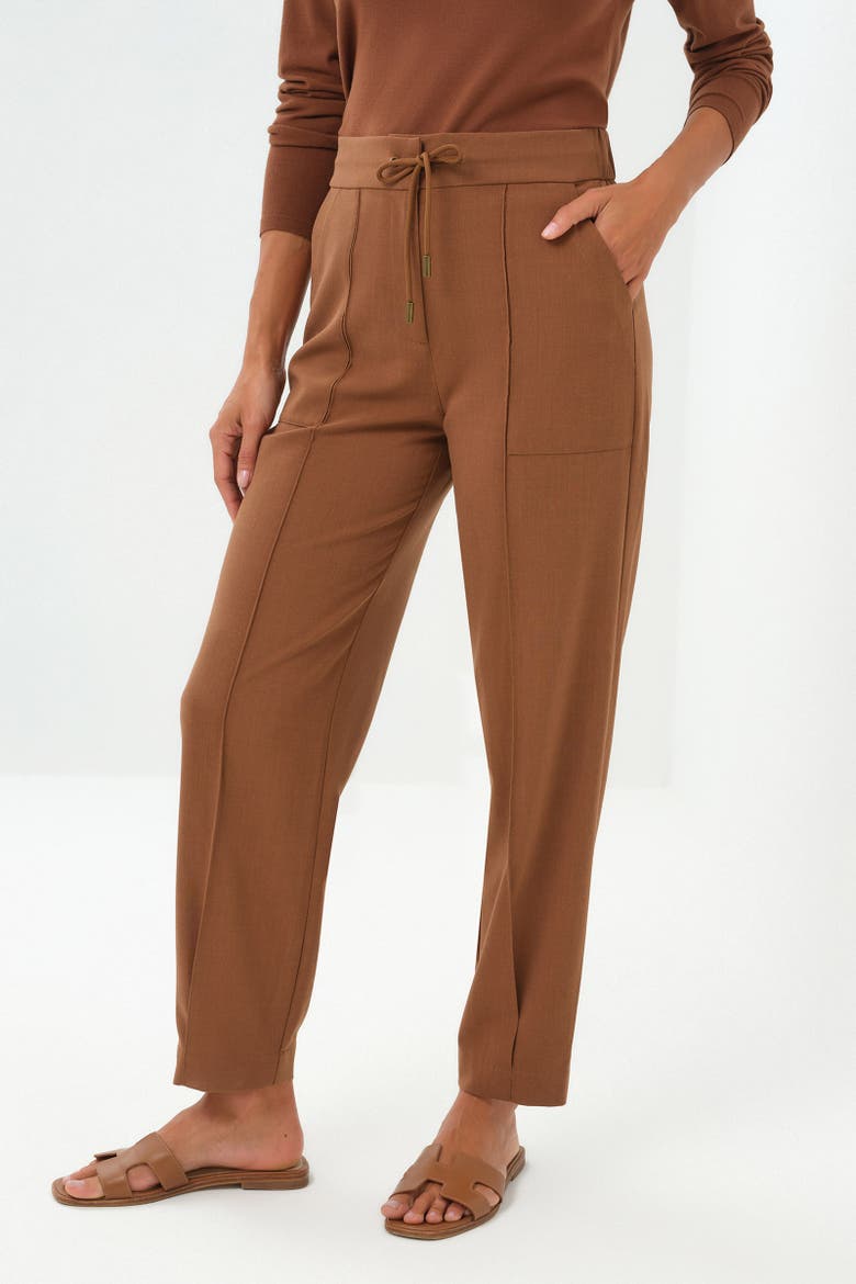 Noria Fluid Woven Pant with Fly-Front & Drawcord, Alternate, color, Brunette