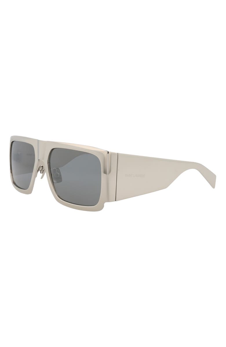 Saint Laurent 58mm Square Sunglasses, Alternate, color, Silver Silver Silver