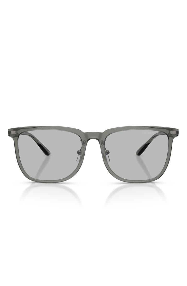 Emporio Armani 56mm Irregular Sunglasses, Main, color, Shiny Grey / Light Grey