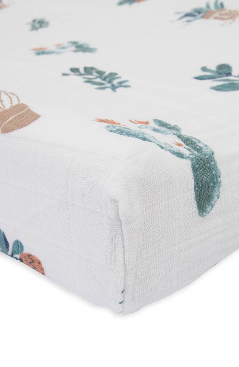 little unicorn Cotton Muslin Changing Pad Cover, Alternate, color, Prickle Pot