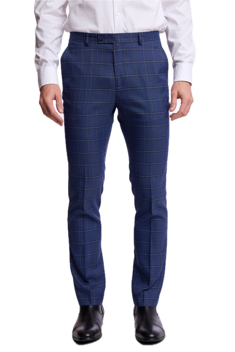 Downing Slim Fit Windowpane Suit Separate Pants, Main, color, DARK BLUE WINDOWPANE