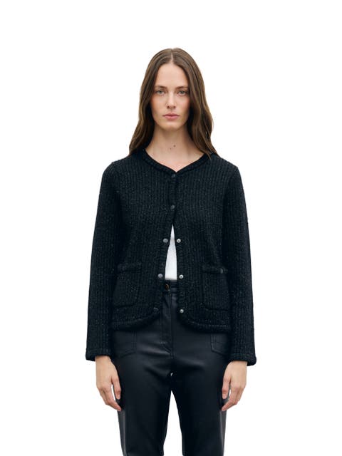 Tailored Rib-Knit Cardigan