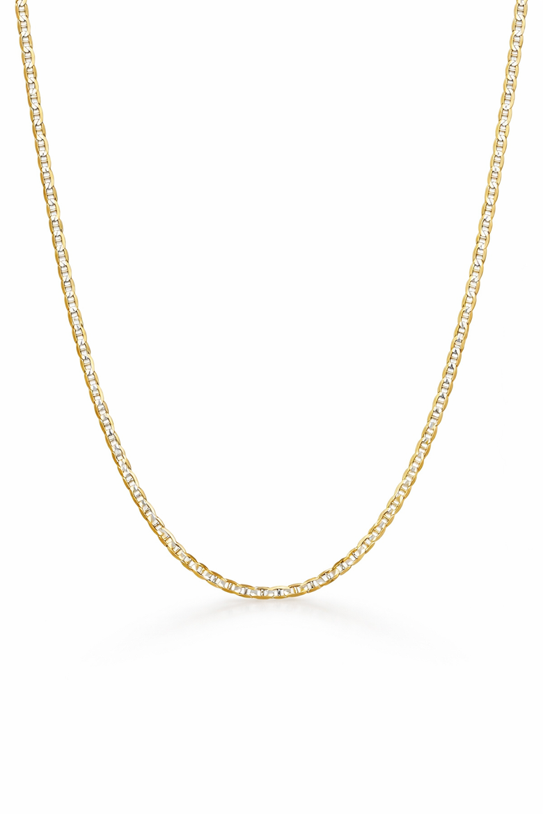 Two-Tone Sterling Silver Necklace, Main, color, Gold
