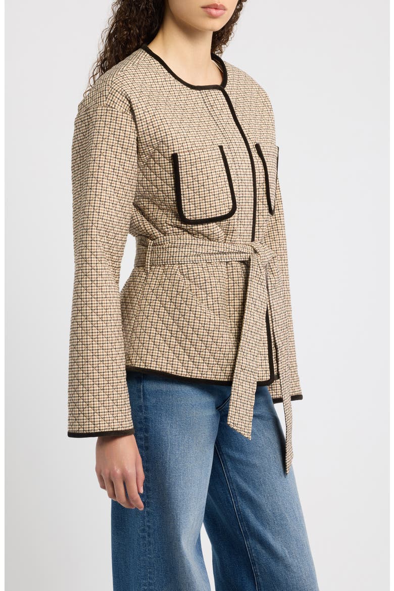 Barrow Quilted Houndstooth Topper Jacket, Alternate, color, CARAMEL HOUNDSTOOTH