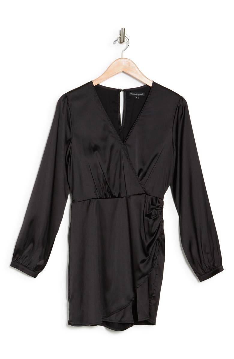 WISHLIST Long Sleeve Satin Faux Wrap Dress, Alternate, color, 