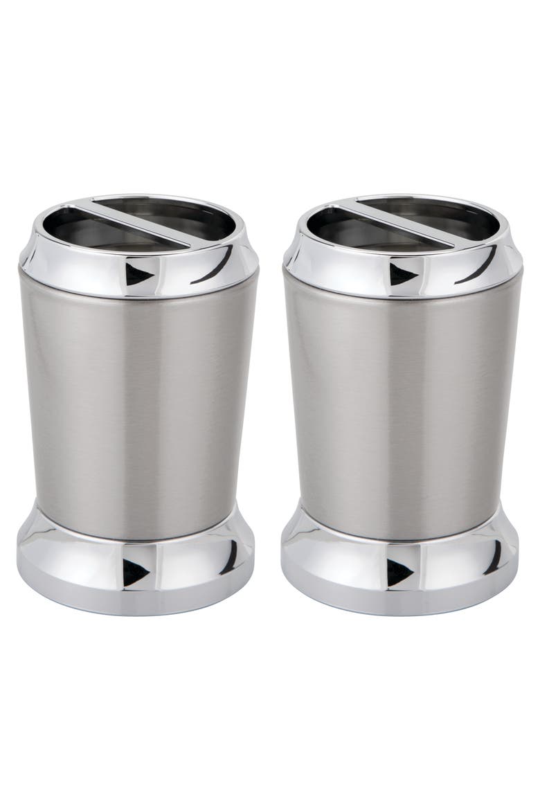 Stainless Steel Toothbrush Holder - Set of 2 - Brushed/Chrome, Main, color, Brushed/Chrome Split Finish