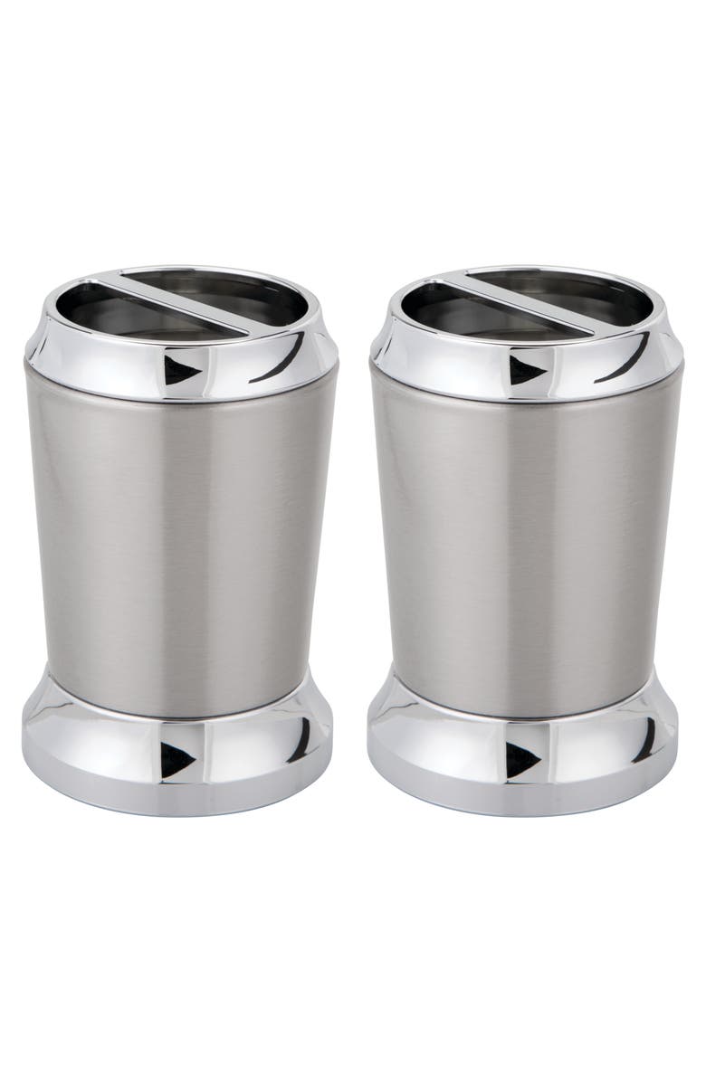 iDesign Stainless Steel Toothbrush Holder - Set of 2 - Brushed/Chrome, Main, color, Brushed