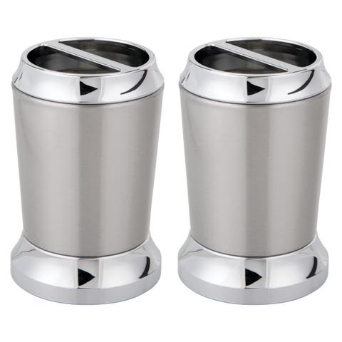 Stainless Steel Toothbrush Holder - Set of 2 - Brushed/Chrome