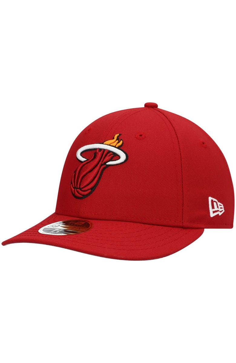 New Era Men's New Era Red Miami Heat Team Low Profile 59FIFTY Fitted Hat, Alternate, color, 