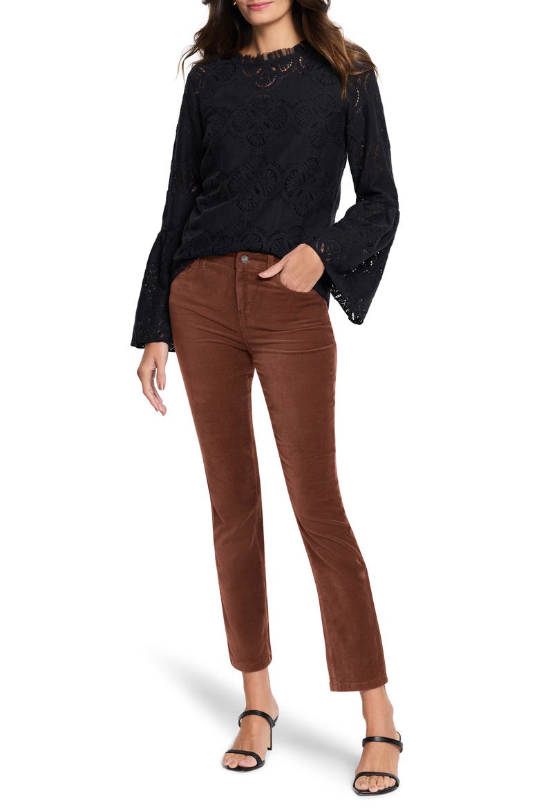 High Waist Stretch Velveteen Straight Leg Ankle Pants, Alternate, color, CHAI