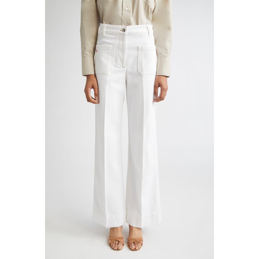Victoria Beckham Womens Washed White Alina Flared-leg Denim Jeans In White