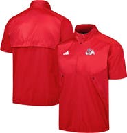 adidas Men's adidas Red Fresno State Bulldogs Sideline AEROREADY Raglan Short Sleeve Quarter-Zip Jacket