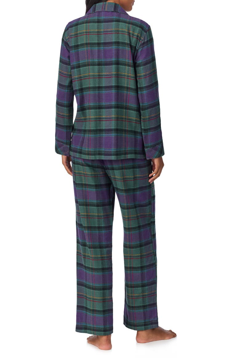Print Cotton Blend Pajamas, Alternate, color, GREEN PLAID