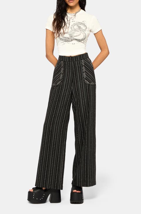 Tate Stripe Wide Leg Trousers