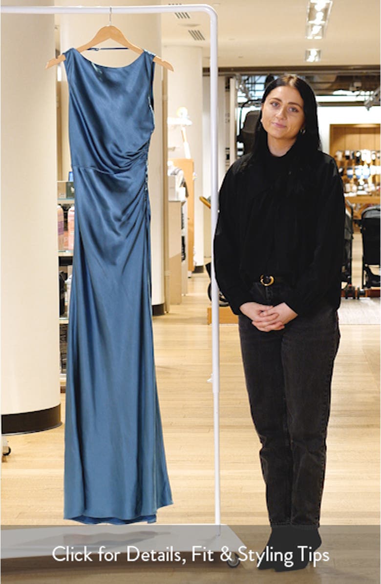 Halo Drape Satin Gown, sales video thumbnail