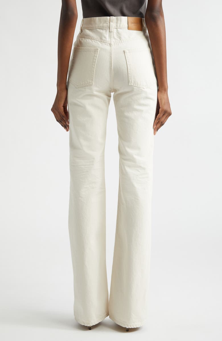 Saint Laurent '70s High Waist Bootcut Jeans, Alternate, color, Almond Milk