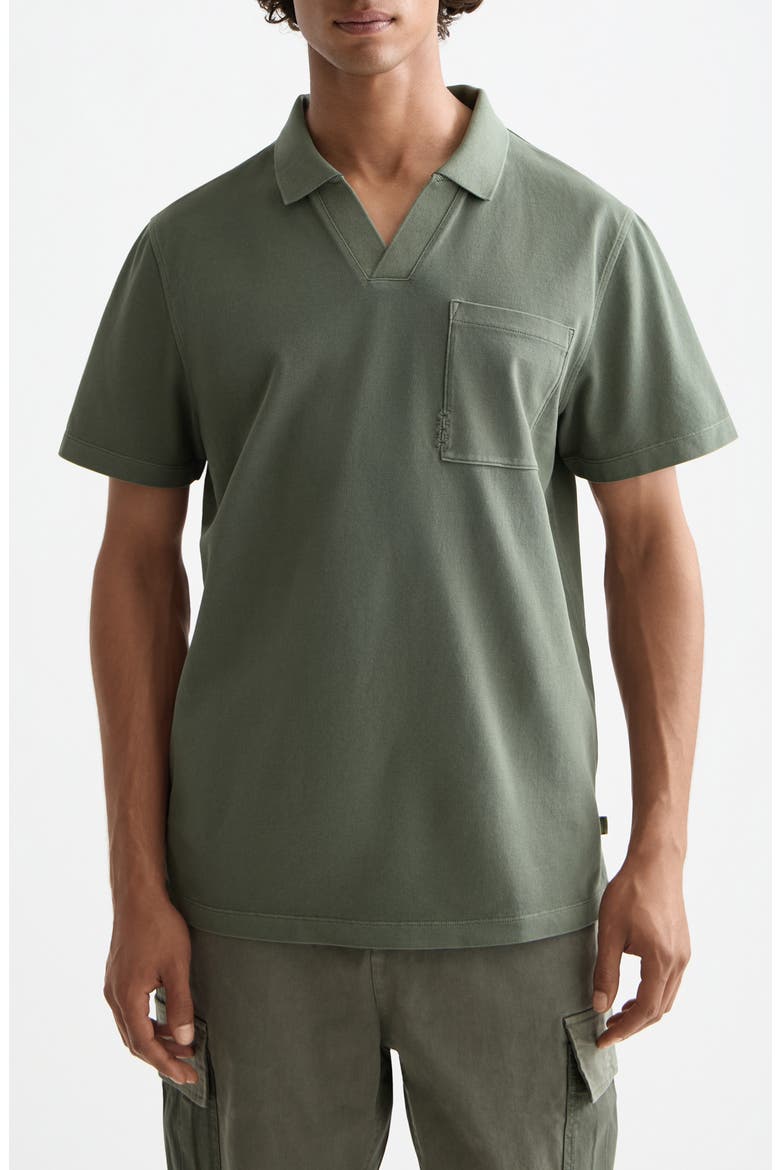 Johnny Collar Cotton Piqué Pocket Polo, Main, color, THYME