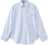 MANGO Crystal Embellished Stripe Button-Up Shirt