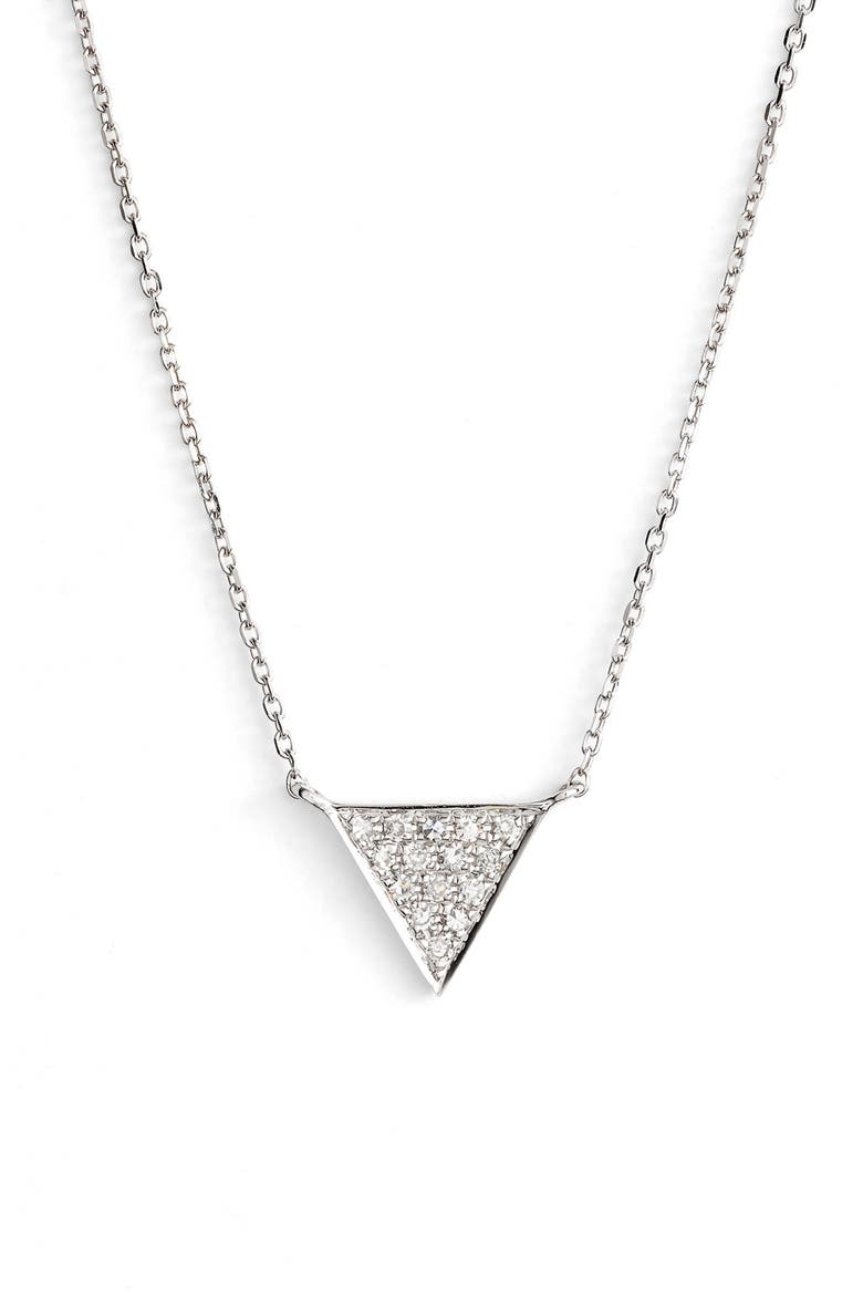 'Emily Sarah' Diamond Triangle Pendant Necklace, Main, color, WHITE GOLD