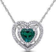 Julianna B. Gemstone & Diamond Halo Heart Necklace 10K