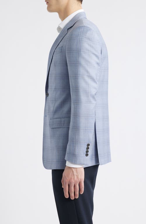 Emporio Armani Pale Blue Plaid Wool Sport Coat In Light Blue