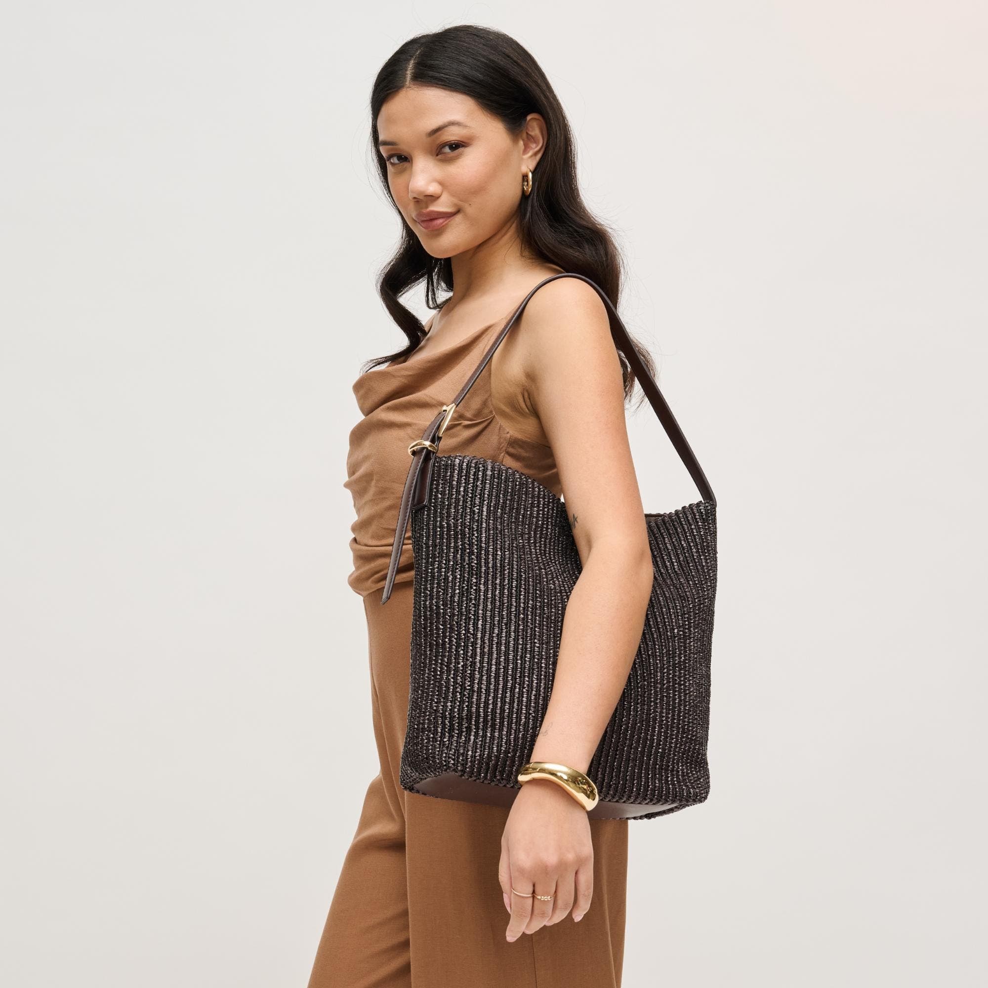 URBAN EXPRESSIONS HANDBAGS Alethea Hobo, Alternate, color, Chocolate