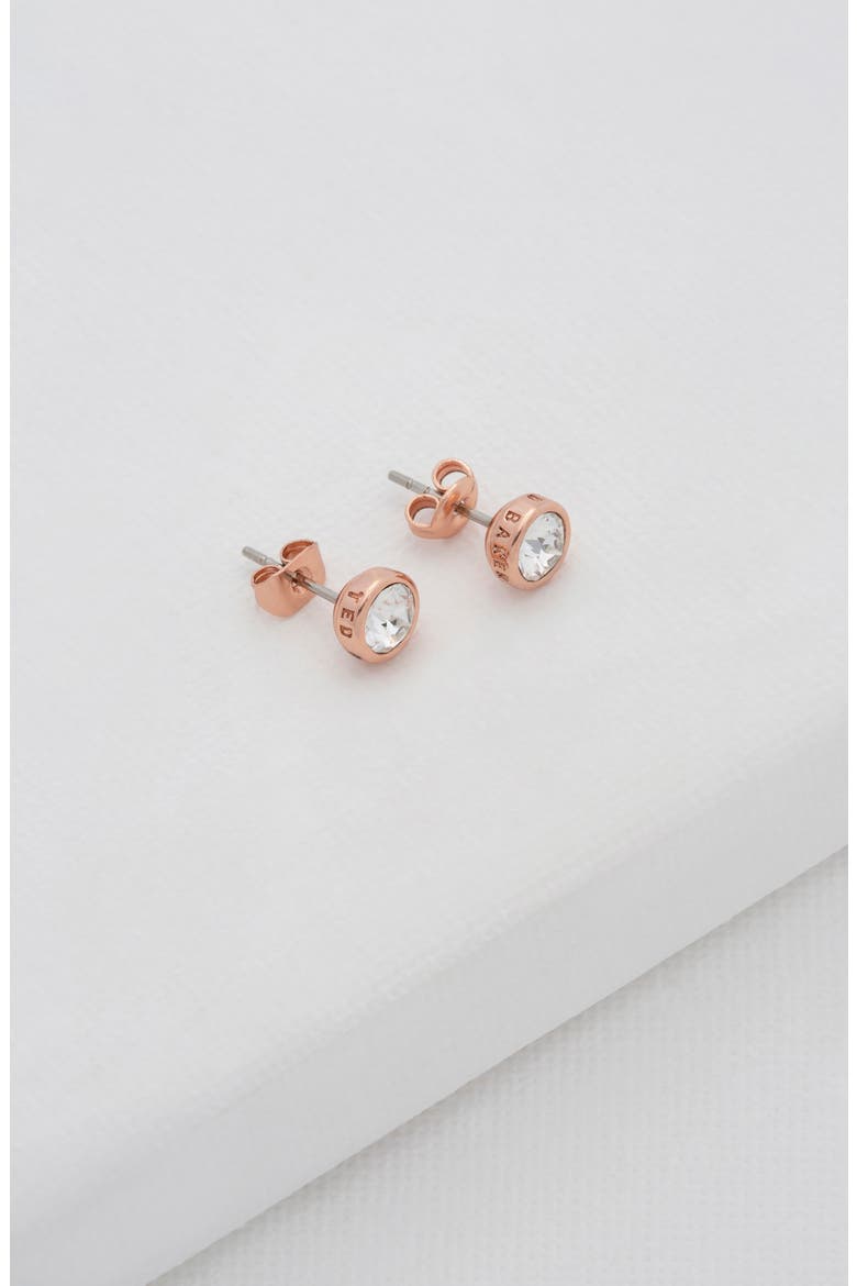 Sinaa Crystal Stud Earrings, Alternate, color, CRYSTAL/ ROSE GOLD
