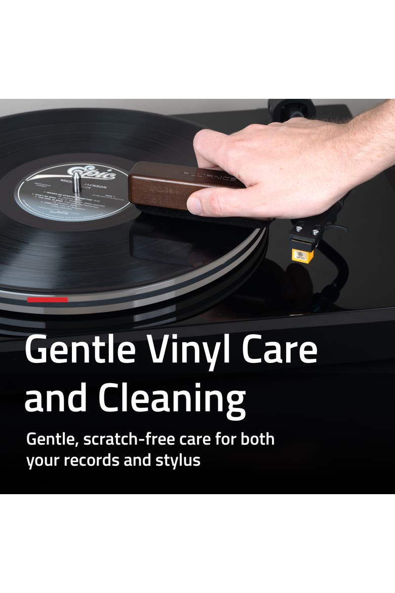 Vinyl Record Cleaning Kit with Velvet Record Brush and Stylus Brush, Alternate, color, Natural Walnut