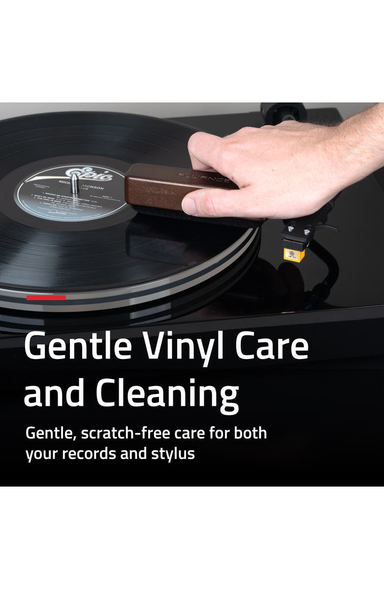 Fluance Vinyl Record Cleaning Kit with Velvet Record Brush and Stylus Brush, Alternate, color, Natural Walnut