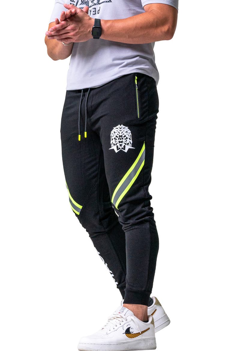 Lightning Reflective Cotton Knit Joggers, Alternate, color, BLACK