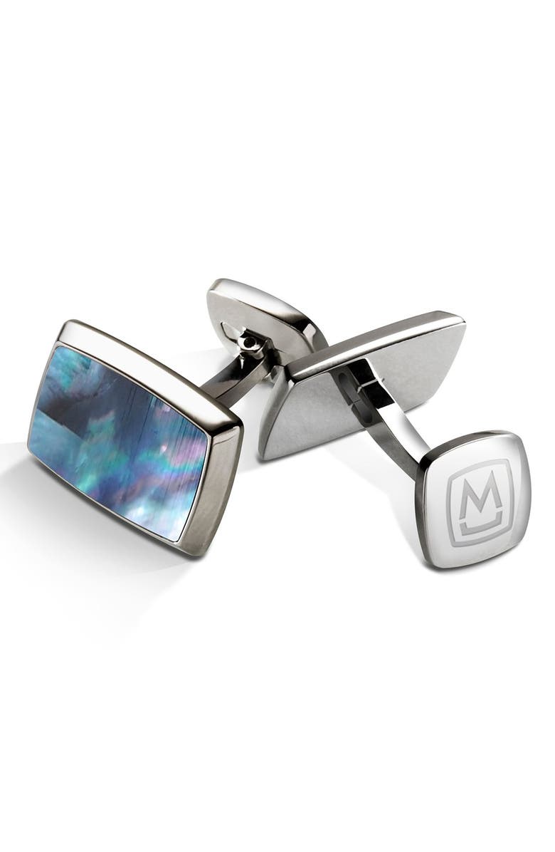 M-Clip<sup>®</sup> Stainless Steel Cuff Links, Main, color, Stainless Steel/ Pearl