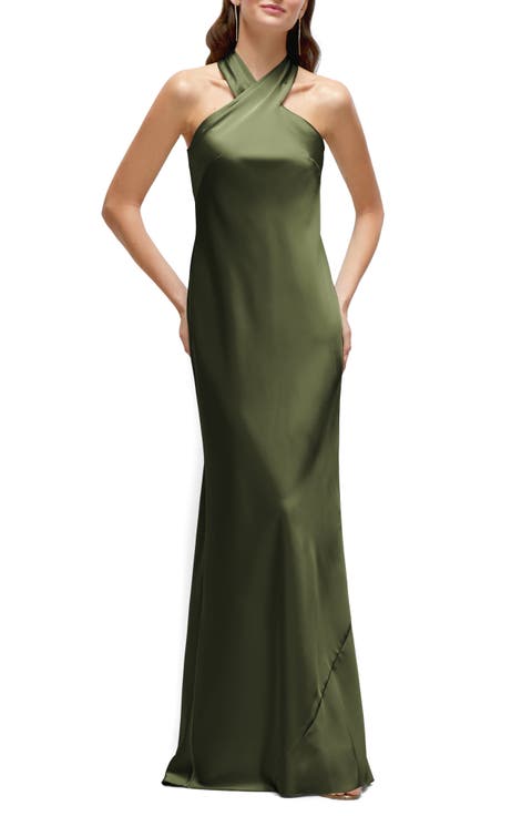 Bias Cut Stretch Satin Charmeuse Gown