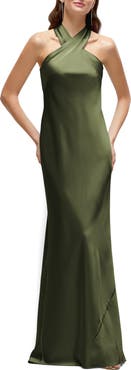 After Six Bias Cut Stretch Satin Charmeuse Gown