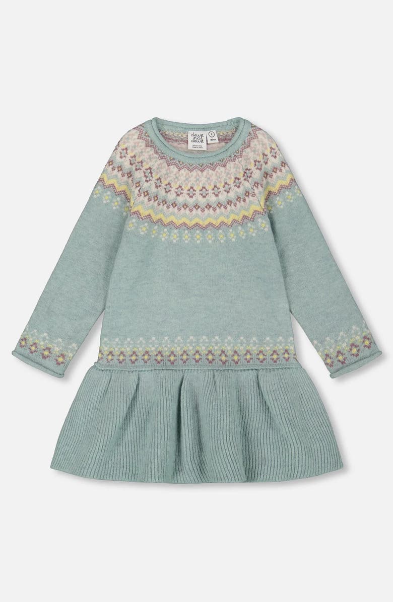 Deux par Deux Jacquard Sweater Dress with Ribbed Skirt, Main, color,