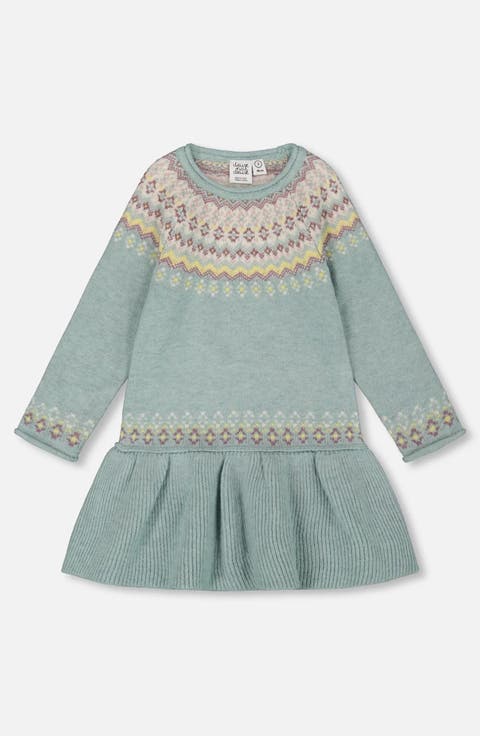 Jacquard Sweater Dress with Ribbed Skirt (Baby)
