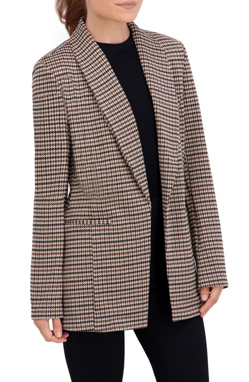 Ookie & Lala Oversize Houndstooth Shawl Collar Blazer In Brown