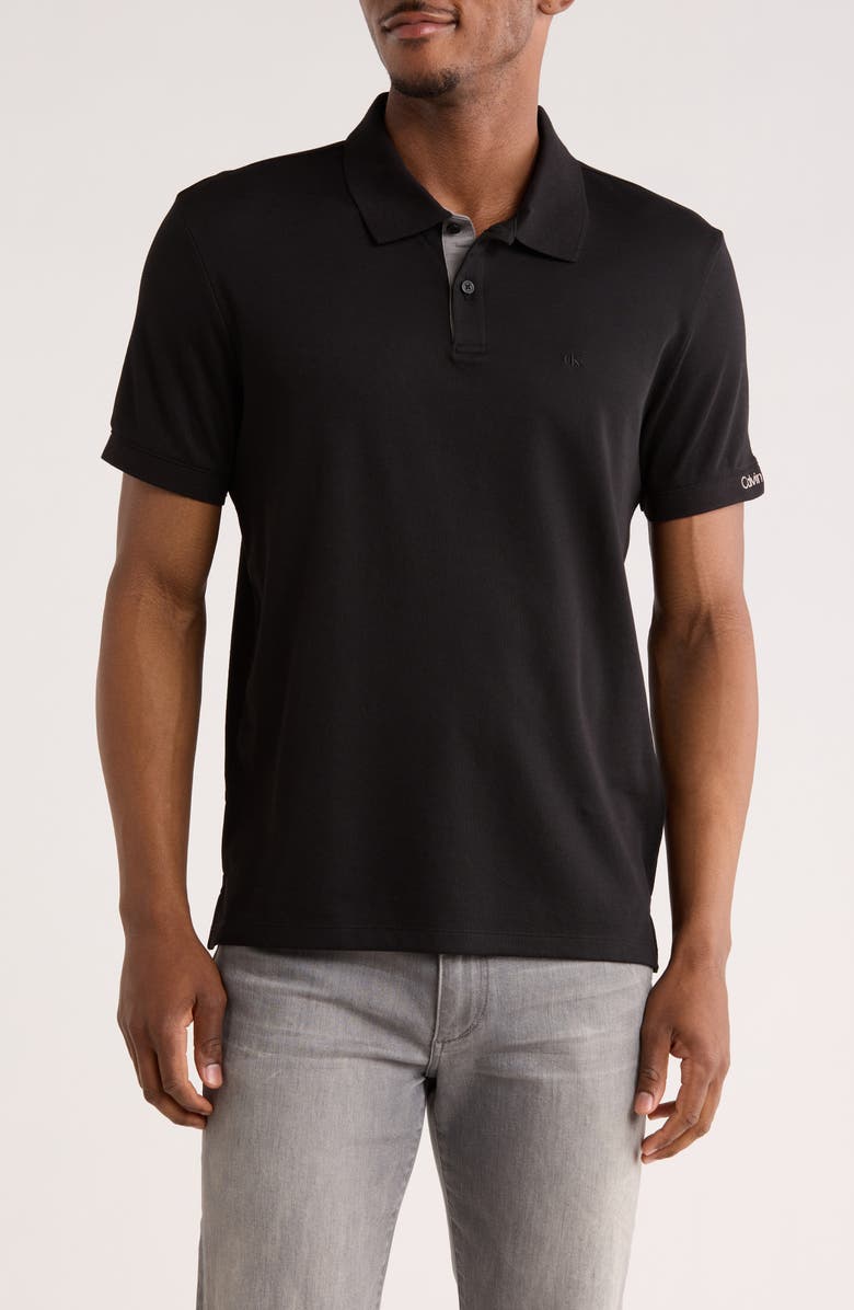Calvin Klein Classic Fit Embroidered Polo, Main, color, Black