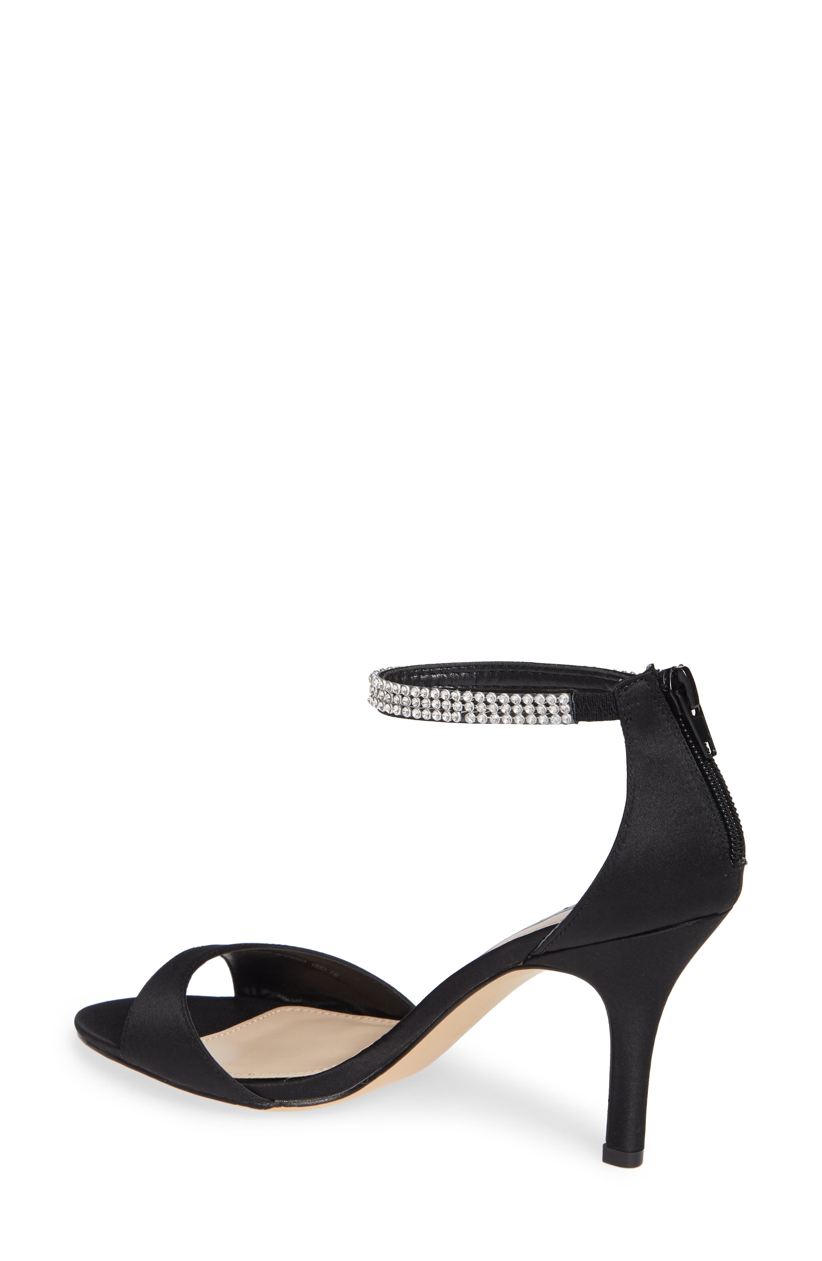 Nina Volanda Ankle Strap Sandal, Alternate, color, Black Satin
