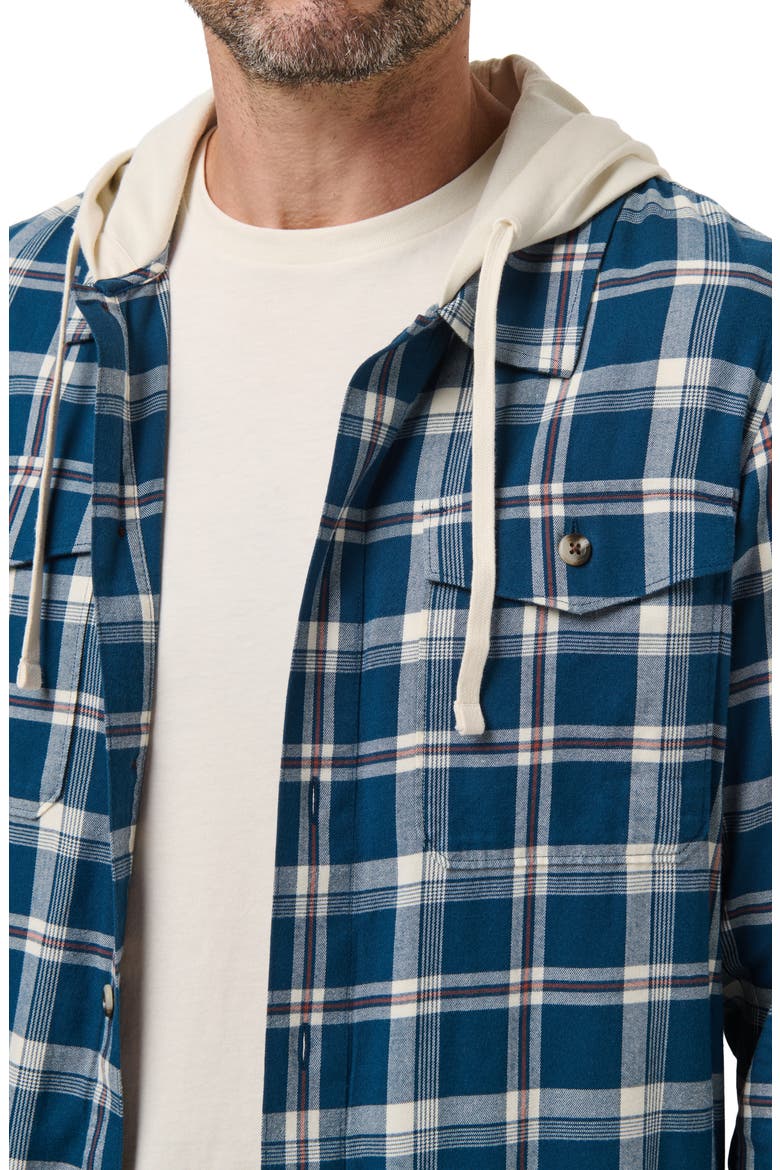 Cloud Plaid Flannel Hooded Button-Up Shirt, Alternate, color, TITAN