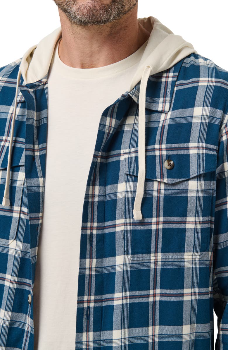 TravisMathew Cloud Plaid Flannel Hooded Button-Up Shirt, Alternate, color, 