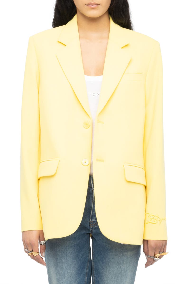 Zadig & Voltaire Notch Lapel Jacket, Main, color, Banana