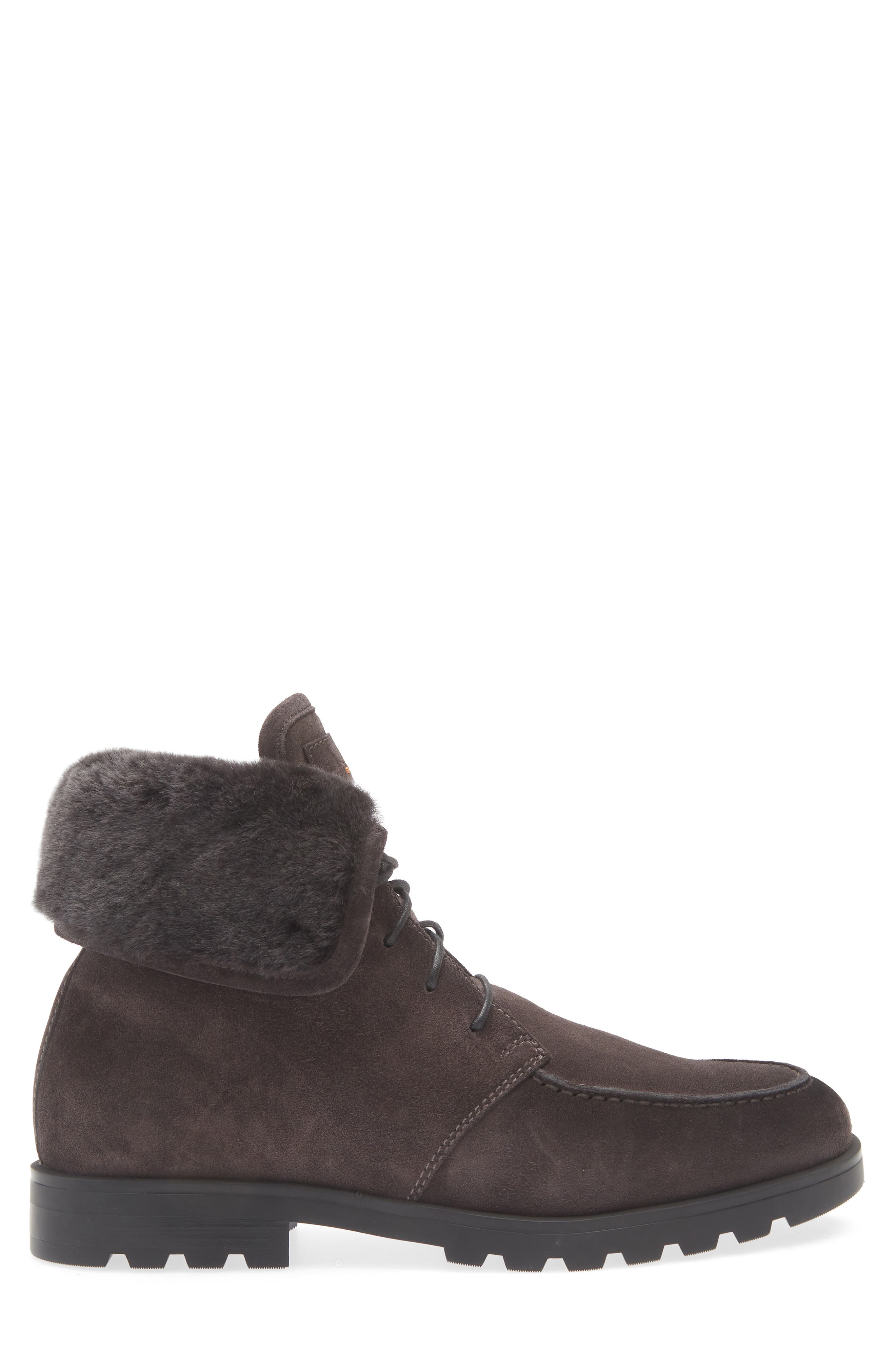 Santoni Genuine Shearling Lace-Up Boot, Alternate, color, Grey