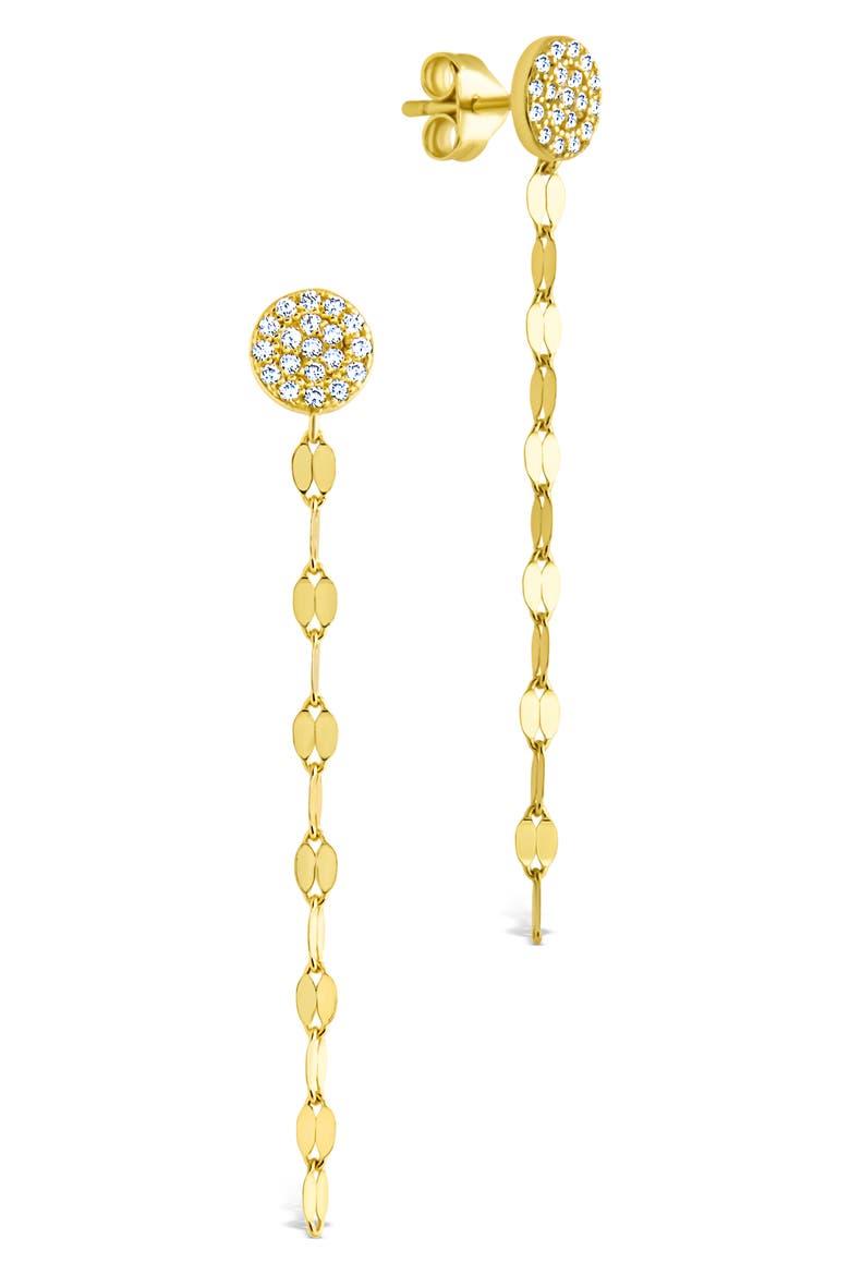 Annabelle CZ Pavé Disc Drop Earrings, Main, color, GOLD