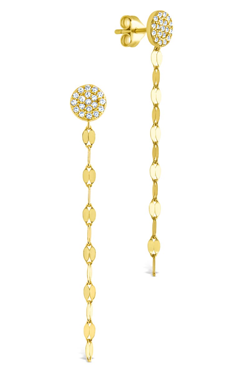 Sterling Forever Annabelle CZ Pavé Disc Drop Earrings, Main, color, Gold